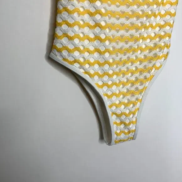 Ellejay Crochet Knit Swimsuit Womens New Yellow Size Small